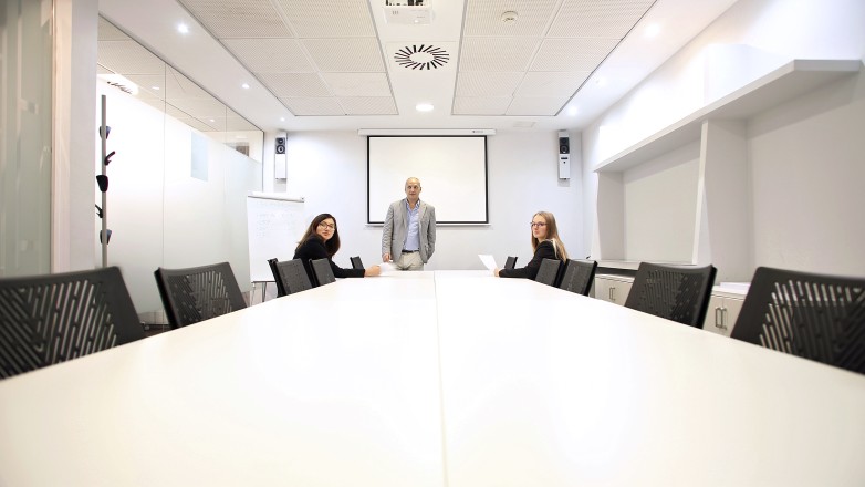 Boardroom white with beamer for presentations